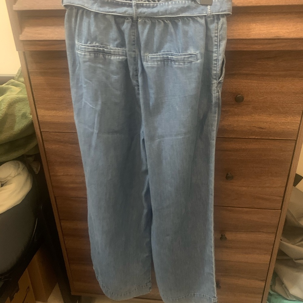 H&M medium denim wash pant w/ paper bag waist sz 6 - Picture 4 of 6